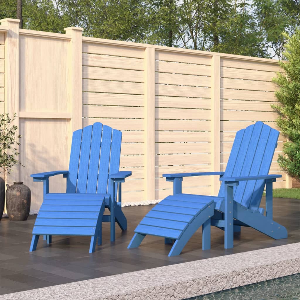 Sedie Giardino Adirondack 2 pz con Poggiapiedi HDPE Blu Acqua 3095699