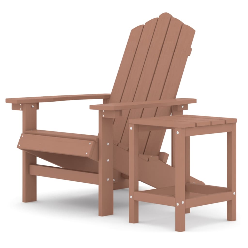 Sedia da Giardino con Tavolo Adirondack in HDPE Marrone 3095702