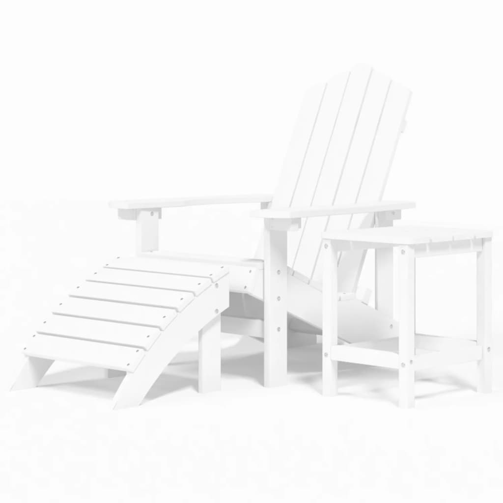 Sedia Giardino con Poggiapiedi e Tavolo Adirondack HDPE Bianco cod mxl 74503