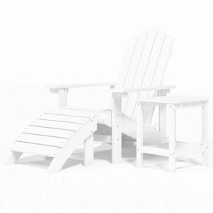 Sedia Giardino con Poggiapiedi e Tavolo Adirondack HDPE Bianco cod mxl 74503