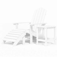 Sedia Giardino con Poggiapiedi e Tavolo Adirondack HDPE Bianco 3095708