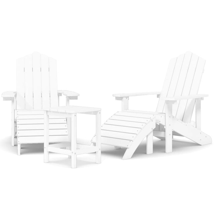 Sedie Giardino con Poggiapiedi e Tavolo Adirondack HDPE Bianco 3095712
