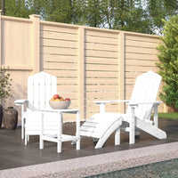 Sedie Giardino con Poggiapiedi e Tavolo Adirondack HDPE Bianco 3095712