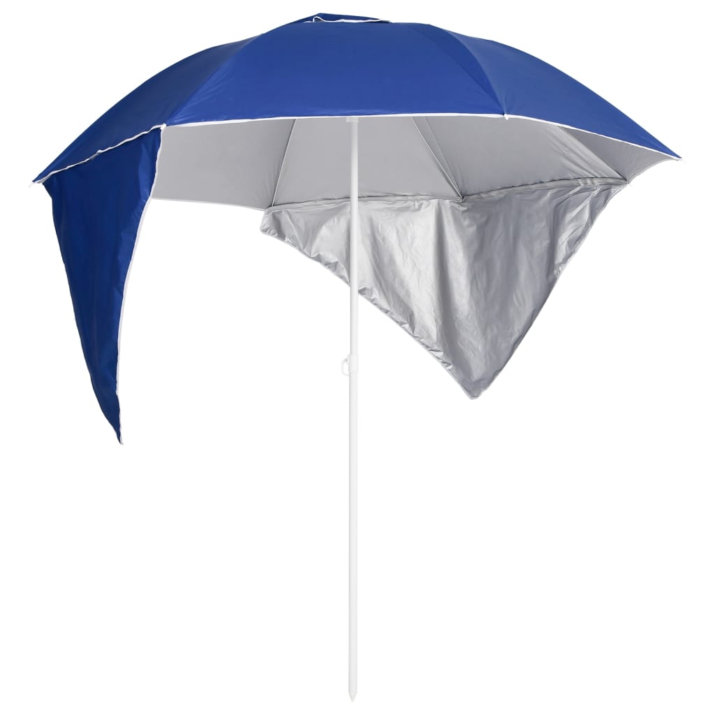 Ombrellone da spiaggia mobile da giardino con pareti laterali 215 cm blu 02_0008379