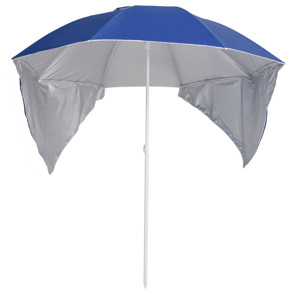 Ombrellone da Spiaggia con Teli Laterali Blu 215 cm 318837