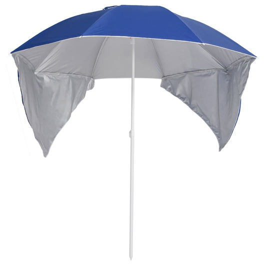 Ombrellone da spiaggia mobile da giardino con pareti laterali 215 cm blu 02_0008379