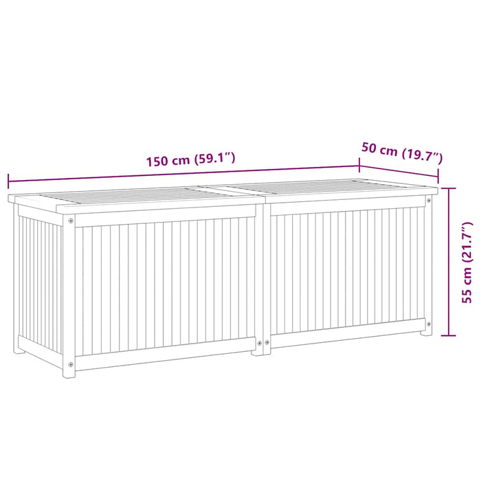 Cassa da Giardino 150x50x55 cm in Legno Massello di Teak 318733