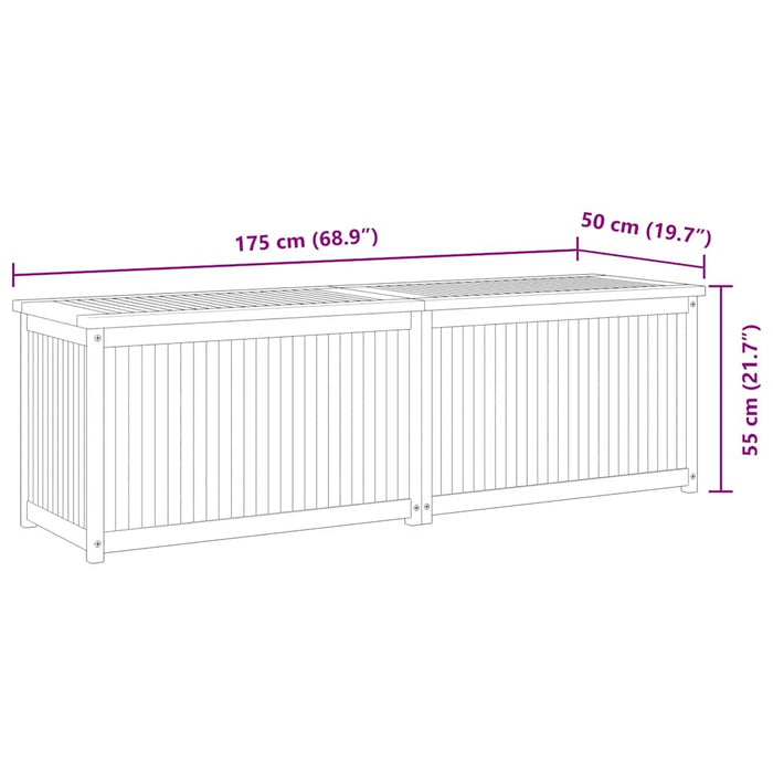 Cassa da Giardino 175x50x55 cm in Legno Massello di Teak cod mxl 71263