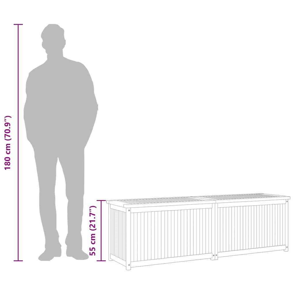 Cassa da Giardino 175x50x55 cm in Legno Massello di Teak cod mxl 71263