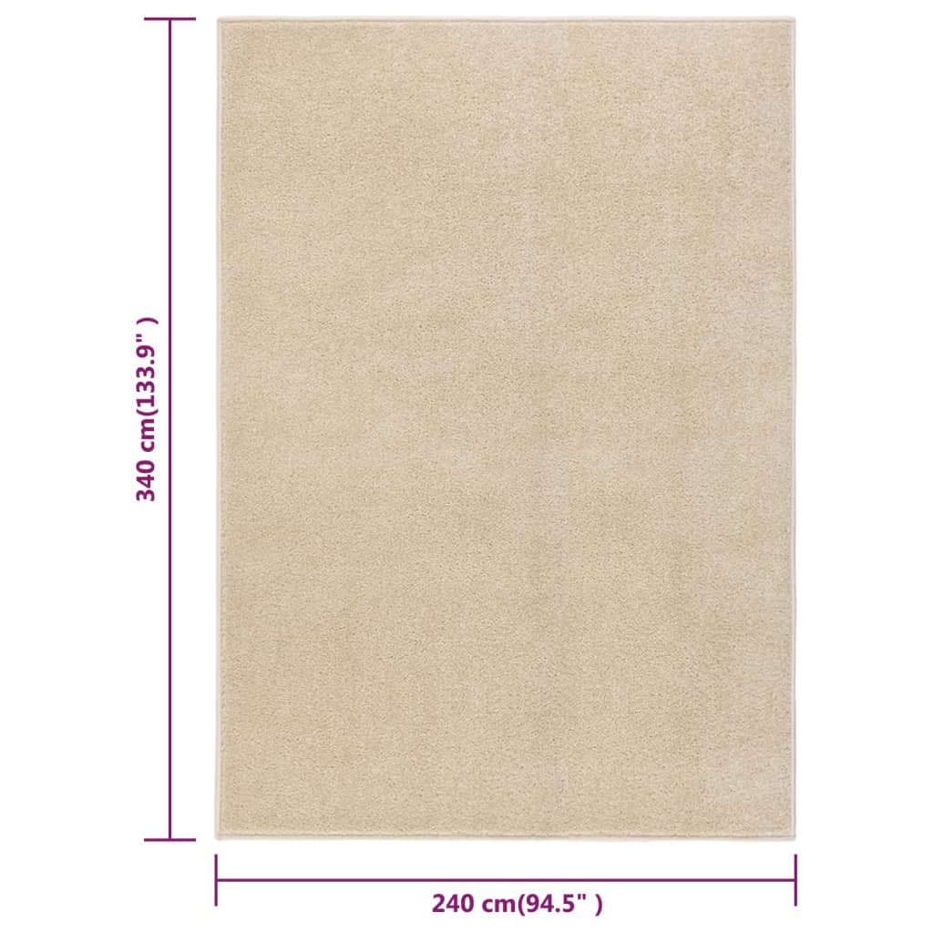 vidaXL Tappeto a Pelo Corto 240x340 cm Beige