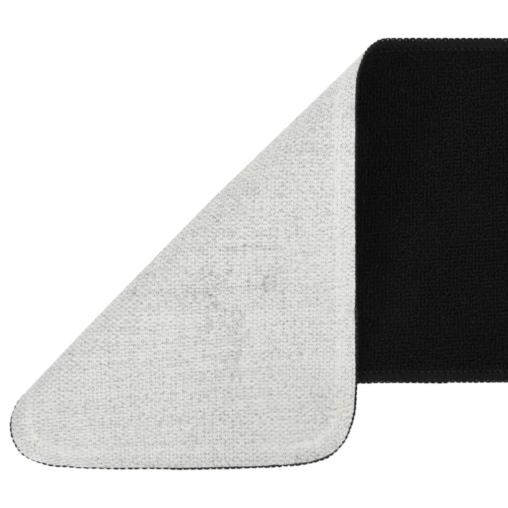 Tappetini per Scale 15 pz 60x25cm Neri Antiscivolo Rettangolari 340392