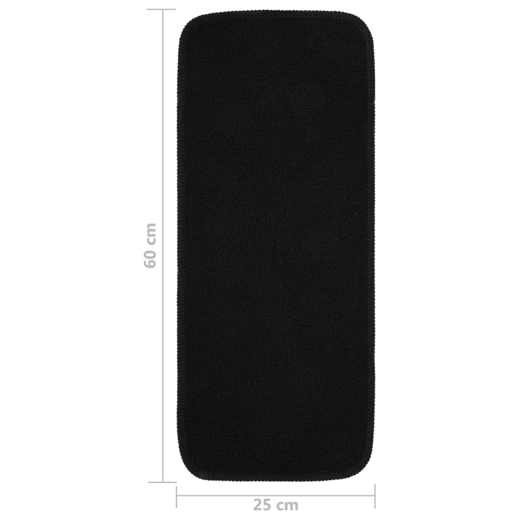 Tappetini per Scale 15 pz 60x25cm Neri Antiscivolo Rettangolari 340392
