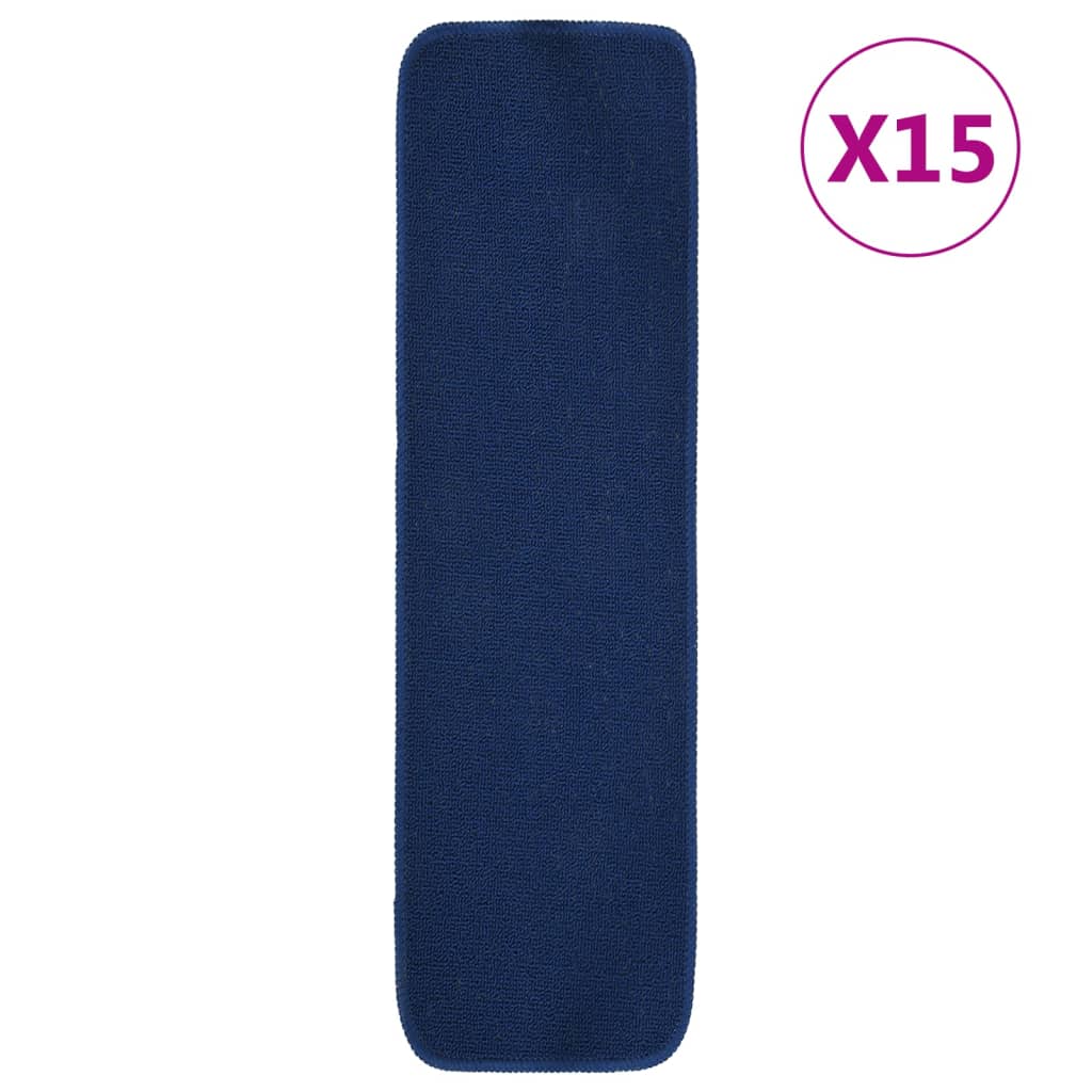 Tappetini per Scale 15 pz 75x20 cm Blu Antiscivolo Rettangolari cod mxl 74918