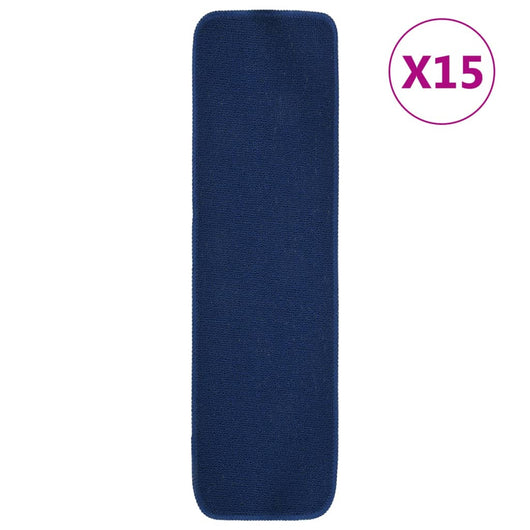 Tappetini per Scale 15 pz 75x20 cm Blu Antiscivolo Rettangolari cod mxl 74918