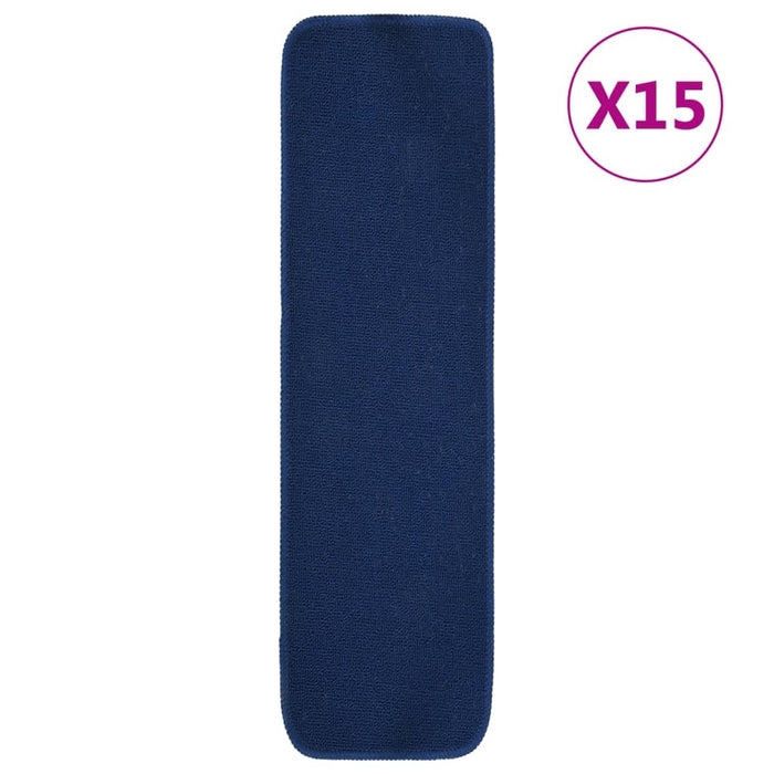 Tappetini per Scale 15 pz 75x20 cm Blu Antiscivolo Rettangolari cod mxl 74918