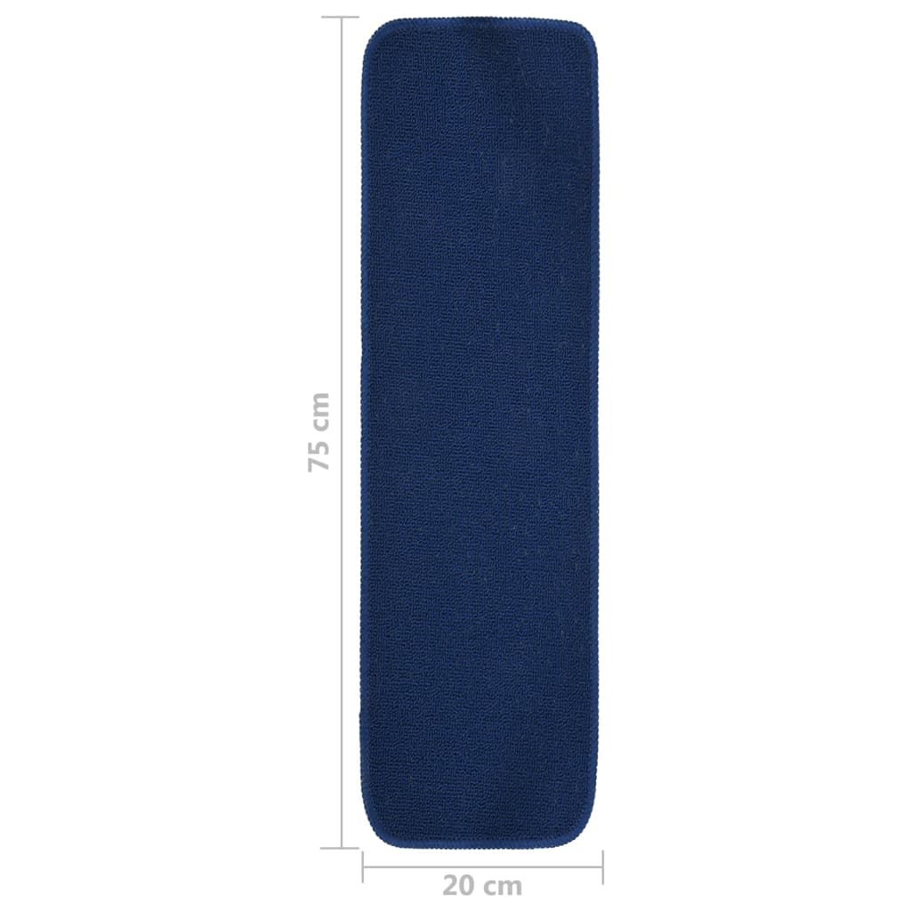 Tappetini per Scale 15 pz 75x20 cm Blu Antiscivolo Rettangolari 340399
