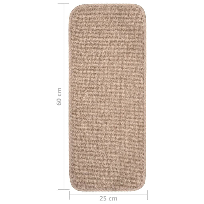 Tappetini Scale 15 pz 60x25 cm Beige Antiscivolo Rettangolari 340402