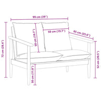 Divano 2 Posti Nero Vera Pelle e Legno Massello Acacia 340924
