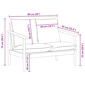 Divano 2 Posti Nero Vera Pelle e Legno Massello Acacia 340924