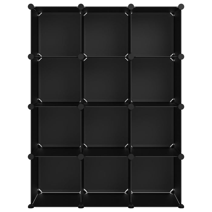 Organizzatore Portaoggetti con 12 Cubi Nero in PP 340546