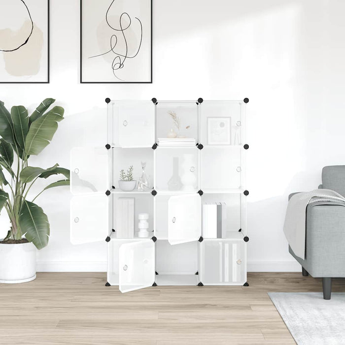 Contenitore a Cubo con 12 Cubi e Ante Trasparente PP 340555