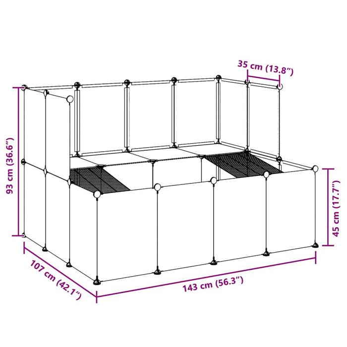 Gabbia per Piccoli Animali Nera 143x107x93 cm in PP e Acciaio 340569