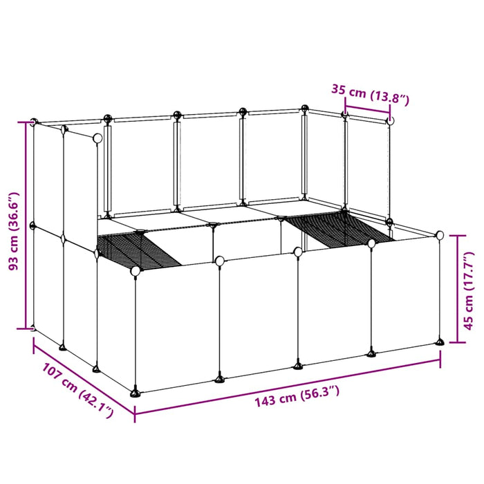 Gabbia per Piccoli Animali Trasparente 143x107x93 cm PP Acciaio 340570