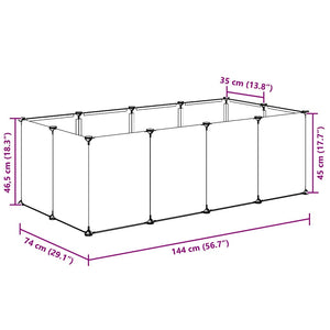 Gabbia per Piccoli Animali Nera 144x74x46,5 cm in PP e Acciaio 340571