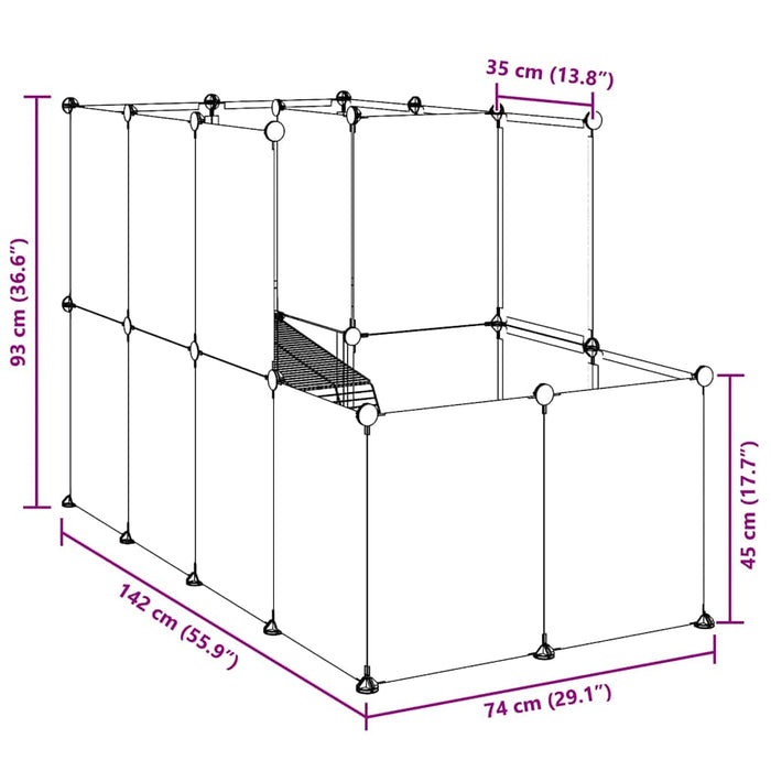 Gabbia per Piccoli Animali Trasparente 142x74x93cm PP e Acciaio 340574