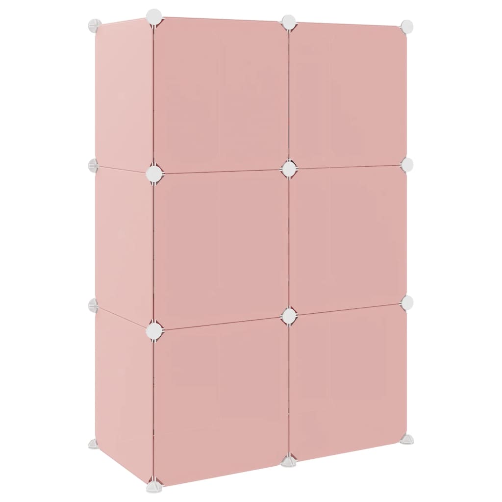 Scaffale Portaoggetti per Bambini con 6 Cubi Rosa in PP cod mxl 51698