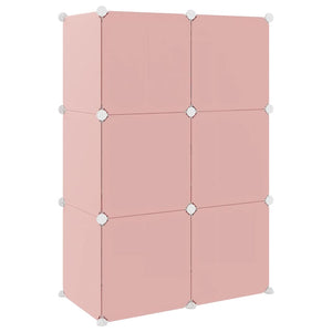 Scaffale Portaoggetti per Bambini con 6 Cubi Rosa in PP cod mxl 51698
