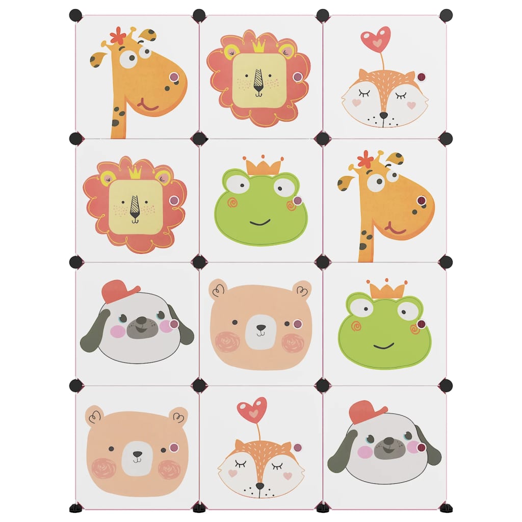 Scaffale Portaoggetti per Bambini con 12 Cubi Rosa in PP 340581