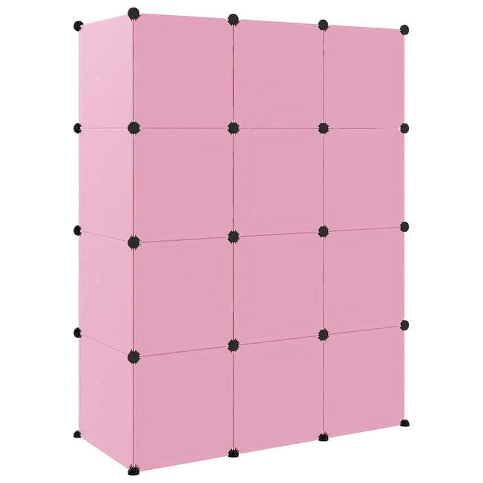 Scaffale Portaoggetti per Bambini con 12 Cubi Rosa in PP 340581