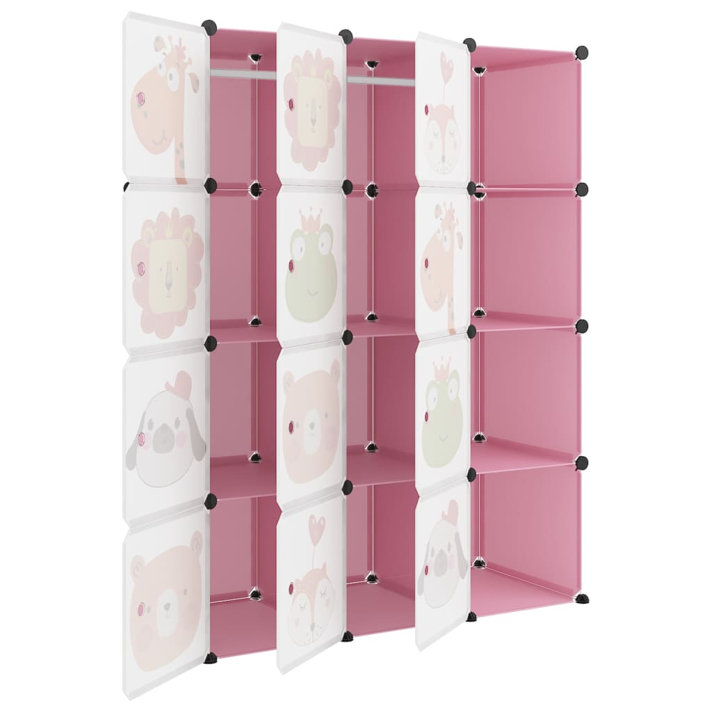 Scaffale Portaoggetti per Bambini con 12 Cubi Rosa in PP cod mxl 48348