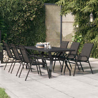 Tavolo da Giardino Nero 180x80x70 cm in Acciaio e Vetro cod mxl 34482