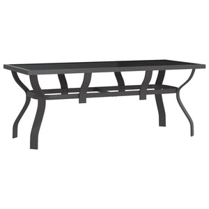 Tavolo da Giardino Grigio e Nero 180x80x70cm in Acciaio e Vetro 318771