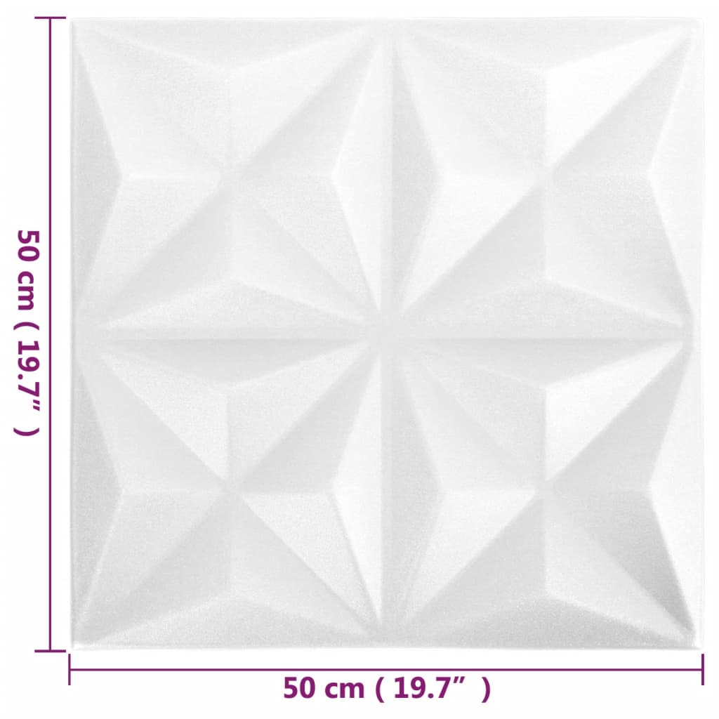 Pannelli Murali 3D 24 pz 50x50 cm Origami Bianco 6 mÂ²