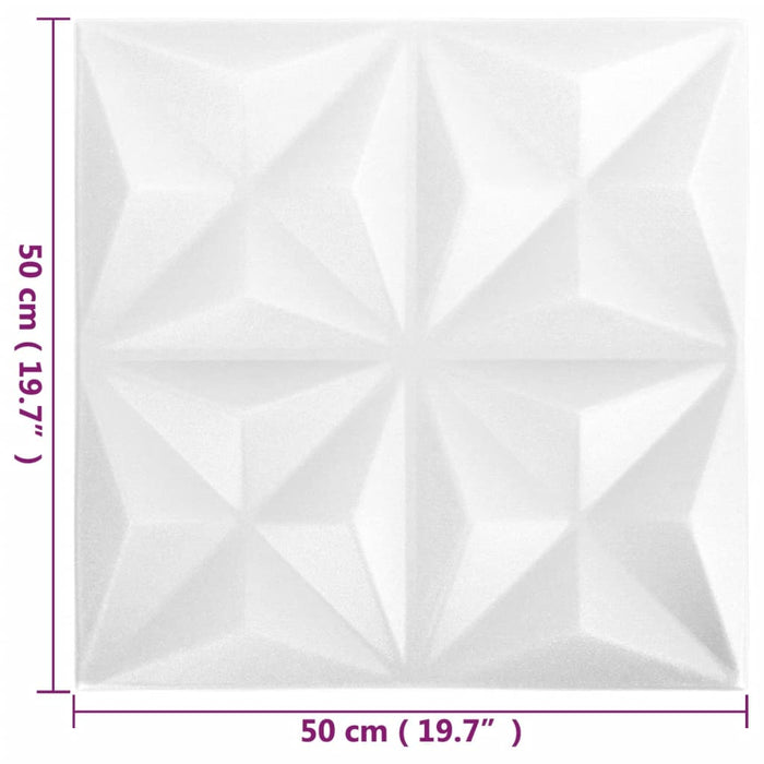 Pannelli Murali 3D 24 pz 50x50 cm Bianchi Origami 6 m² 150913
