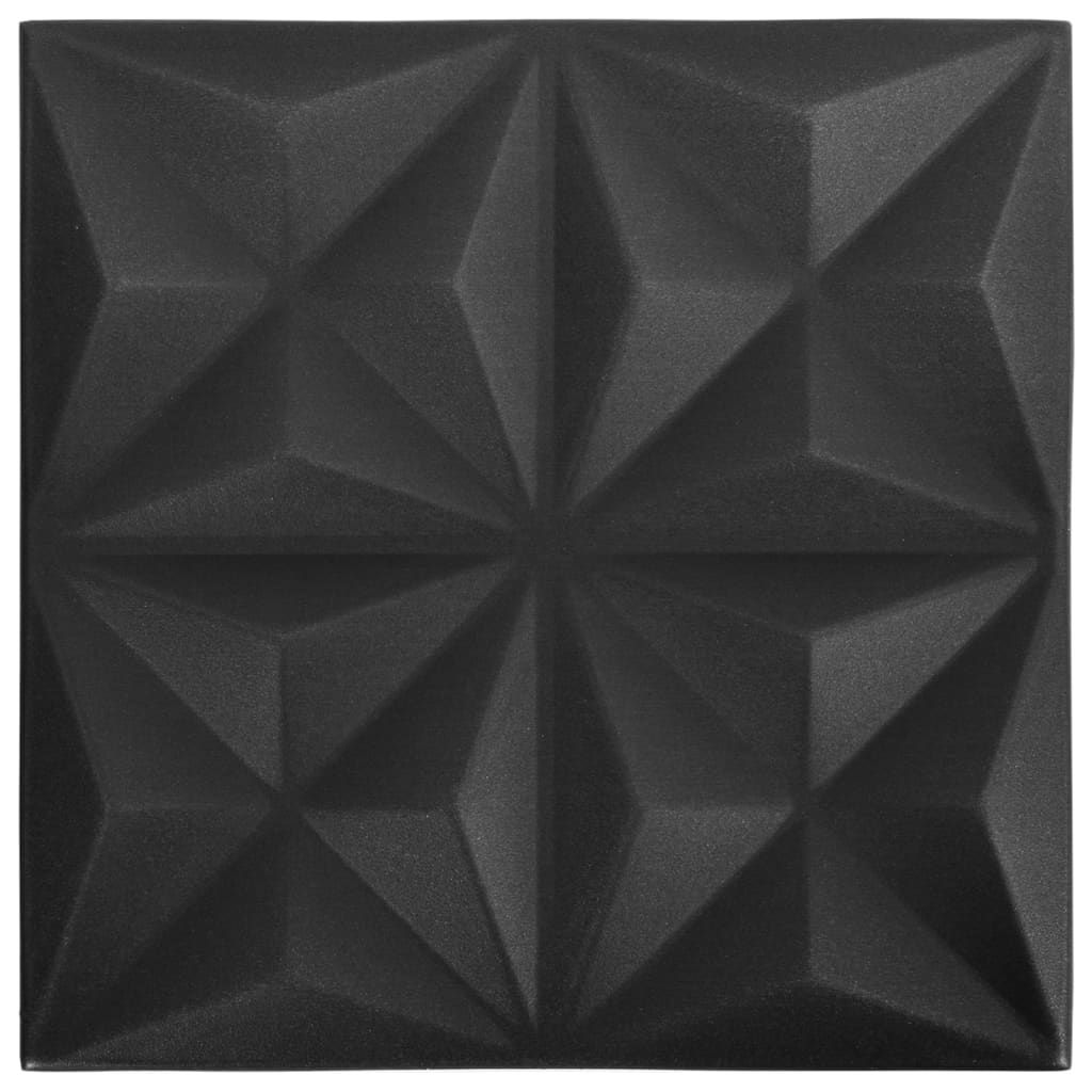 Pannelli Murali 3D 24 pz 50x50 cm Neri Origami 6 mÂ²