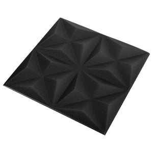 Pannelli Murali 3D 24 pz 50x50 cm Neri Origami 6 m² 150917