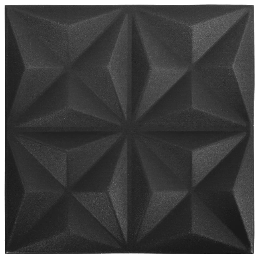 Pannelli Murali 3D 48 pz 50x50 cm Neri Origami 12 m² 150918