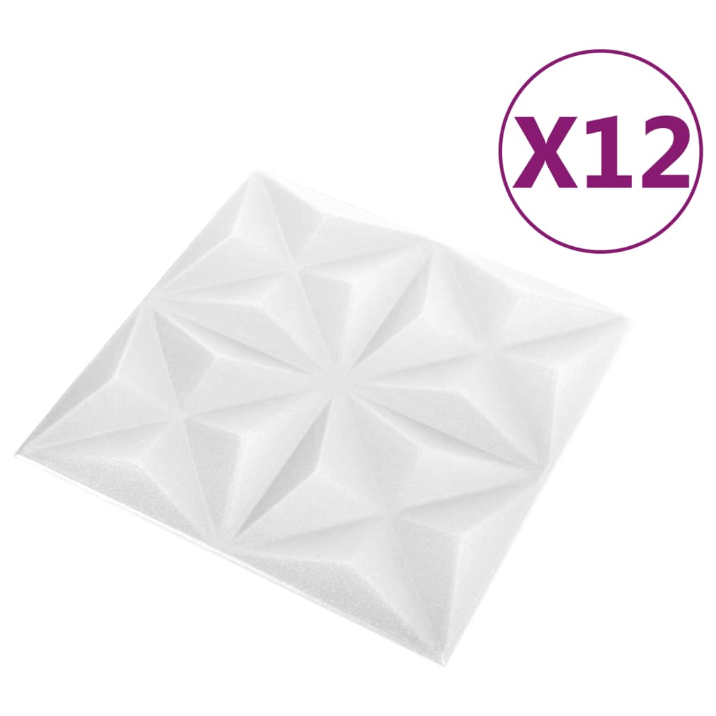 Pannelli Murali 3D 12 pz 50x50 cm Bianchi Origami 3 mÂ² cod mxl 17070