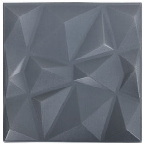 Pannelli Murali 3D 12 pz 50x50 cm Grigi a Diamante 3 m² 340589