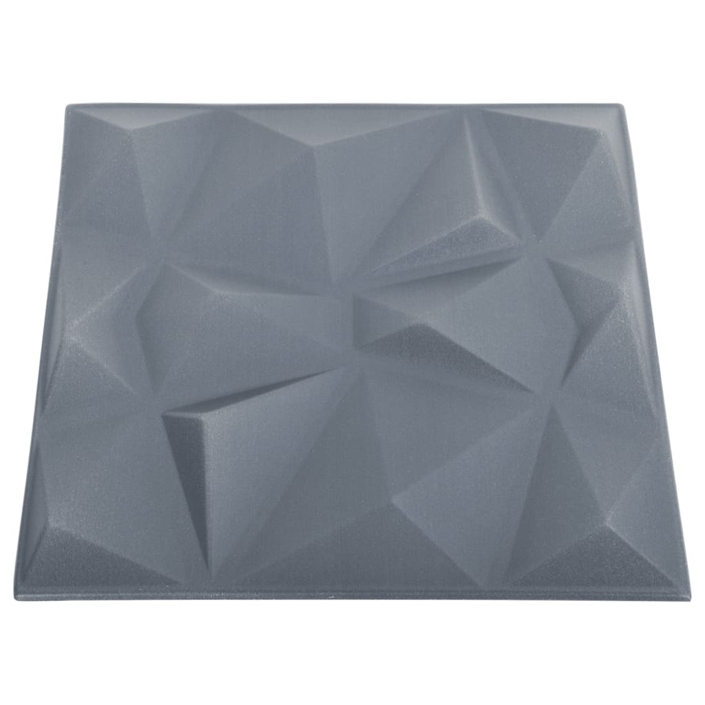 Pannelli Murali 3D 12 pz 50x50 cm Grigi a Diamante 3 m² 340589