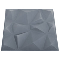 Pannelli Murali 3D 12 pz 50x50 cm Grigi a Diamante 3 m² 340589