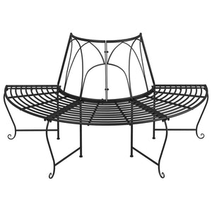 Panchine per Albero Semicircolari 2 pz Ø159 cm Nere in Acciaio 3095717