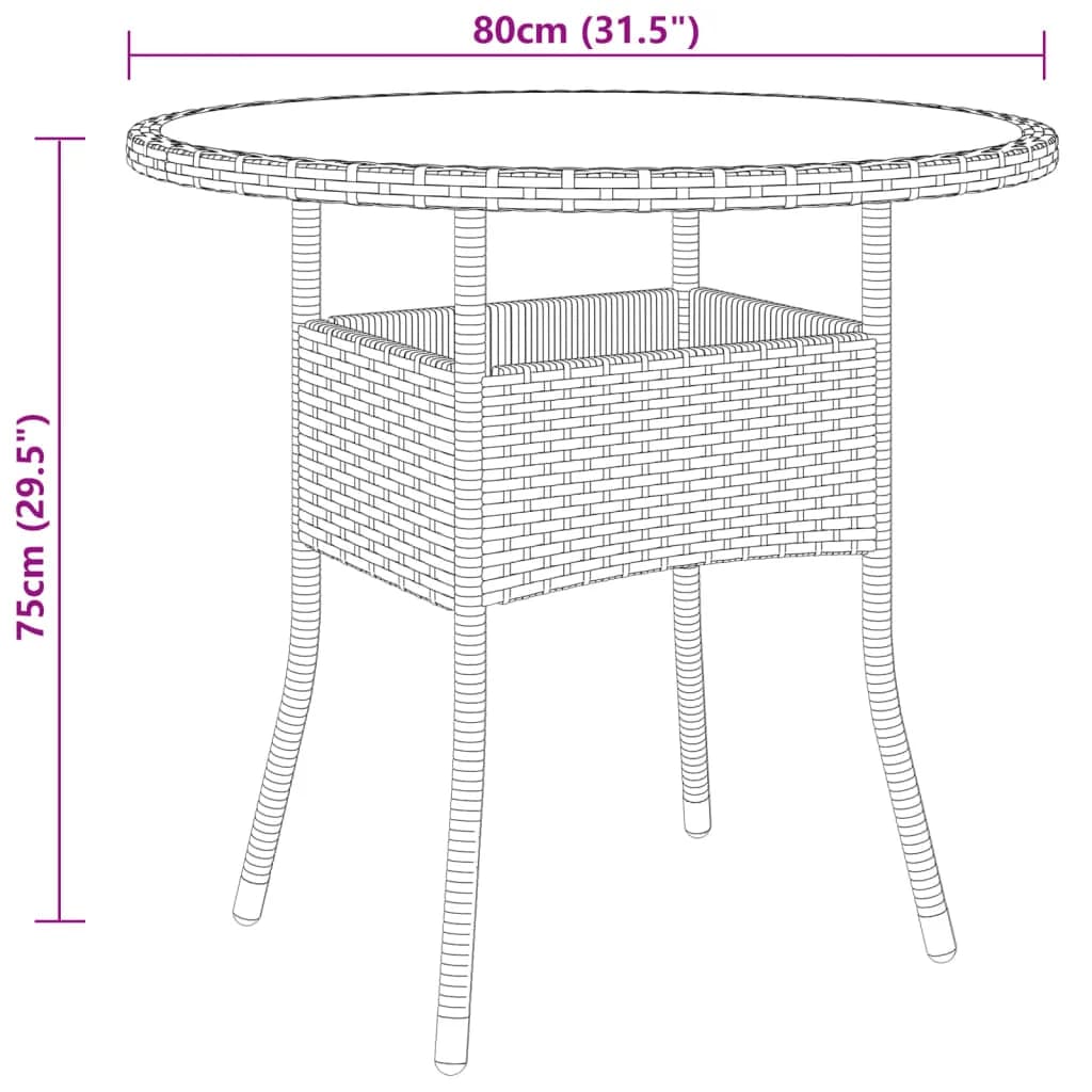 Set da Bistrot per Giardino 3 pz in Polyrattan e Vetro Nero 3095903