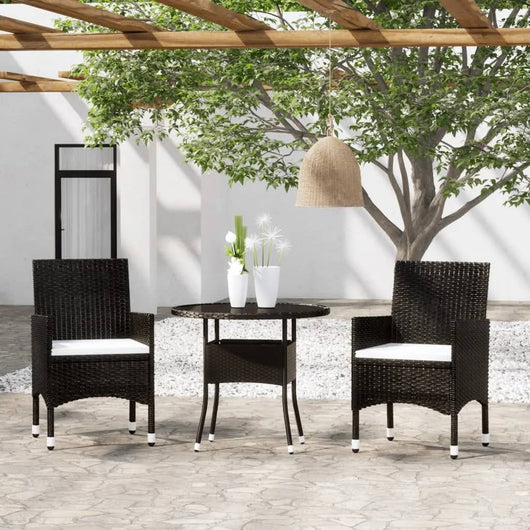 Set da Bistrot per Giardino 3 pz in Polyrattan e Vetro Nero 3095903