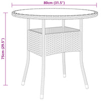 Set Bistrot da Giardino 5 pz Polyrattan e Vetro Temperato Nero