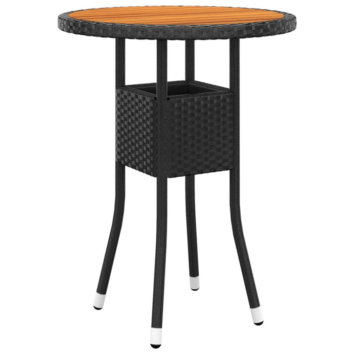Set Bistrot da Giardino 3 pz Polyrattan e Legno Massello Nero 3095907